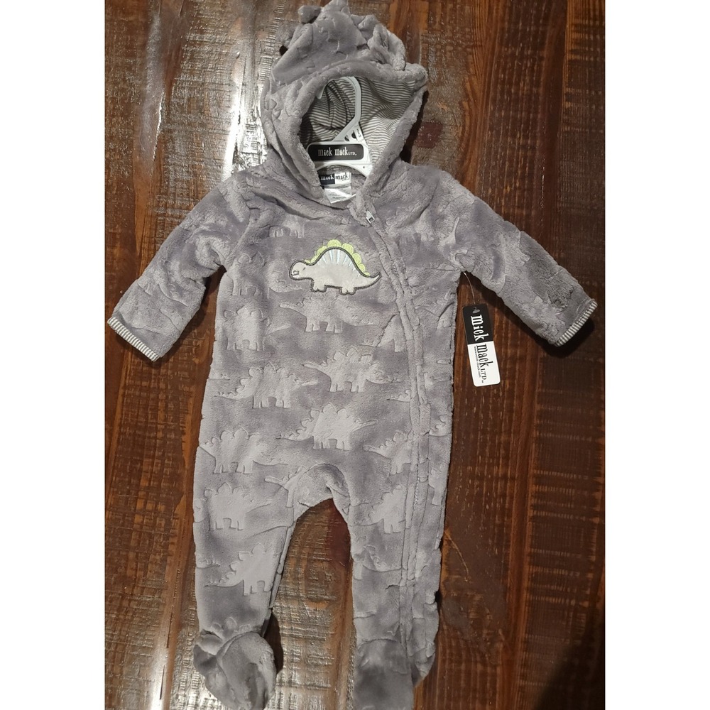 Mick‎ Mack Baby Infant Boy One Piece Zip  Dinosaur Pram 3/6 Months NWT
